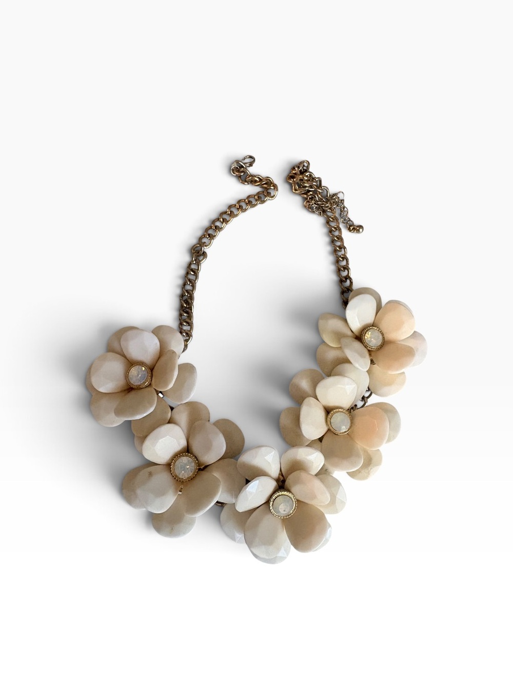 Vintage Beige Floral Statement Necklace - Women Jewelry